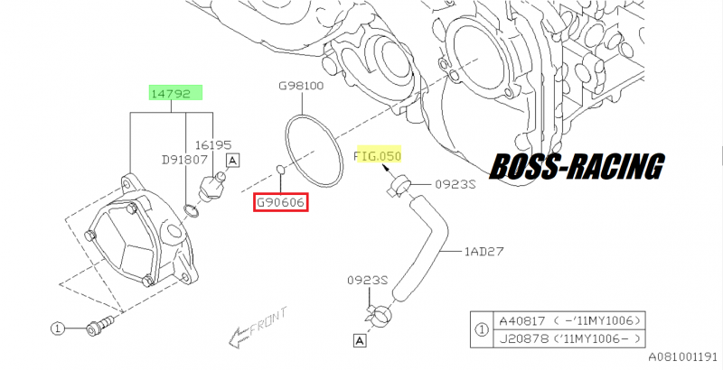 SUBARU JOINT TORIQUE G90606 DU CARTER DE DISTRIBUTION IMPREZA EE20 2008-2011